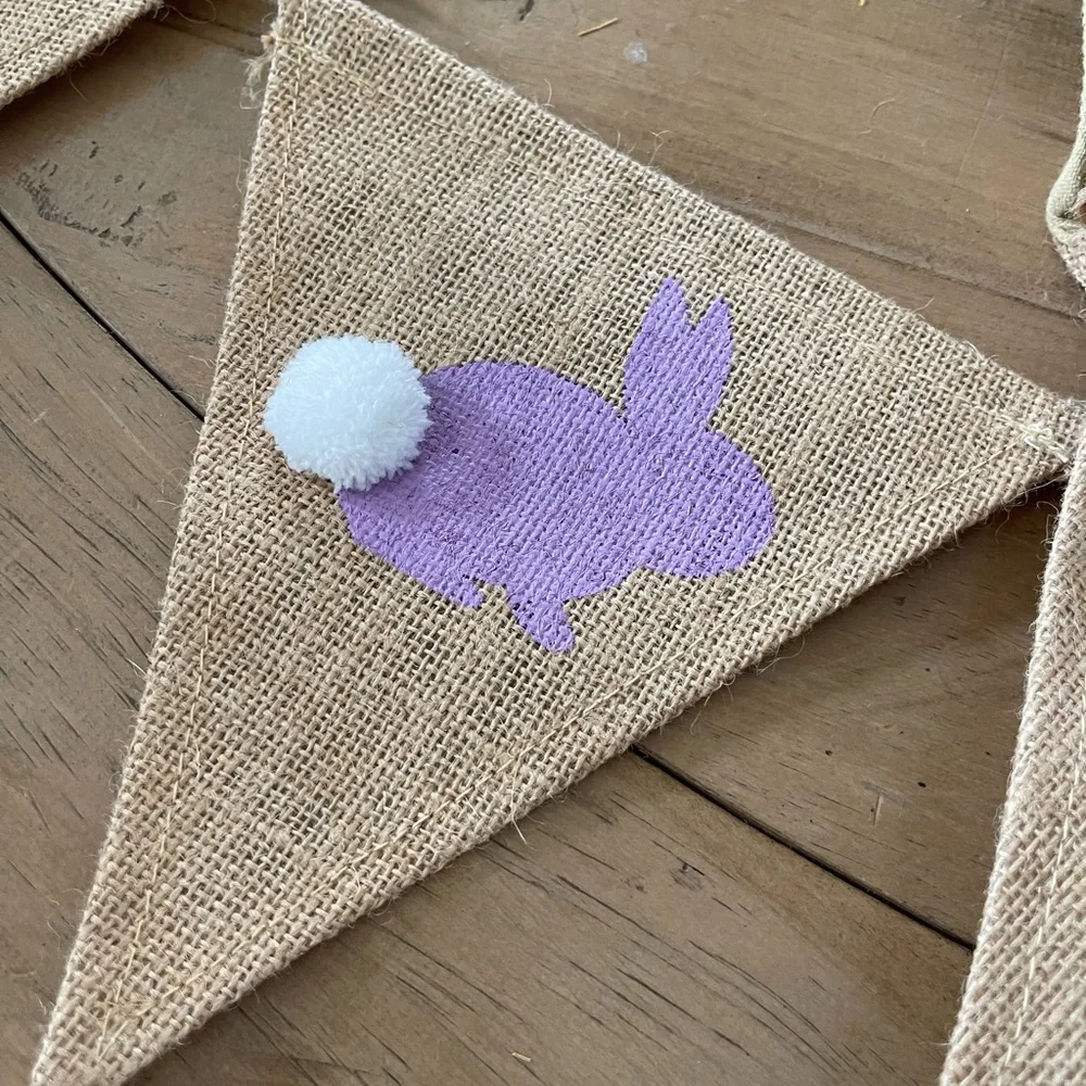 Twos Company Spring bunny Jute banner